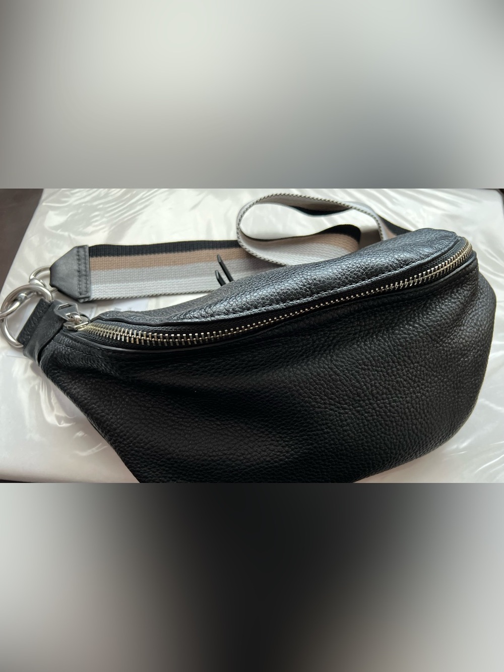 Rebecca Minkoff Black Pebbled Leather Edie / Sling Crossbody Belt Bag